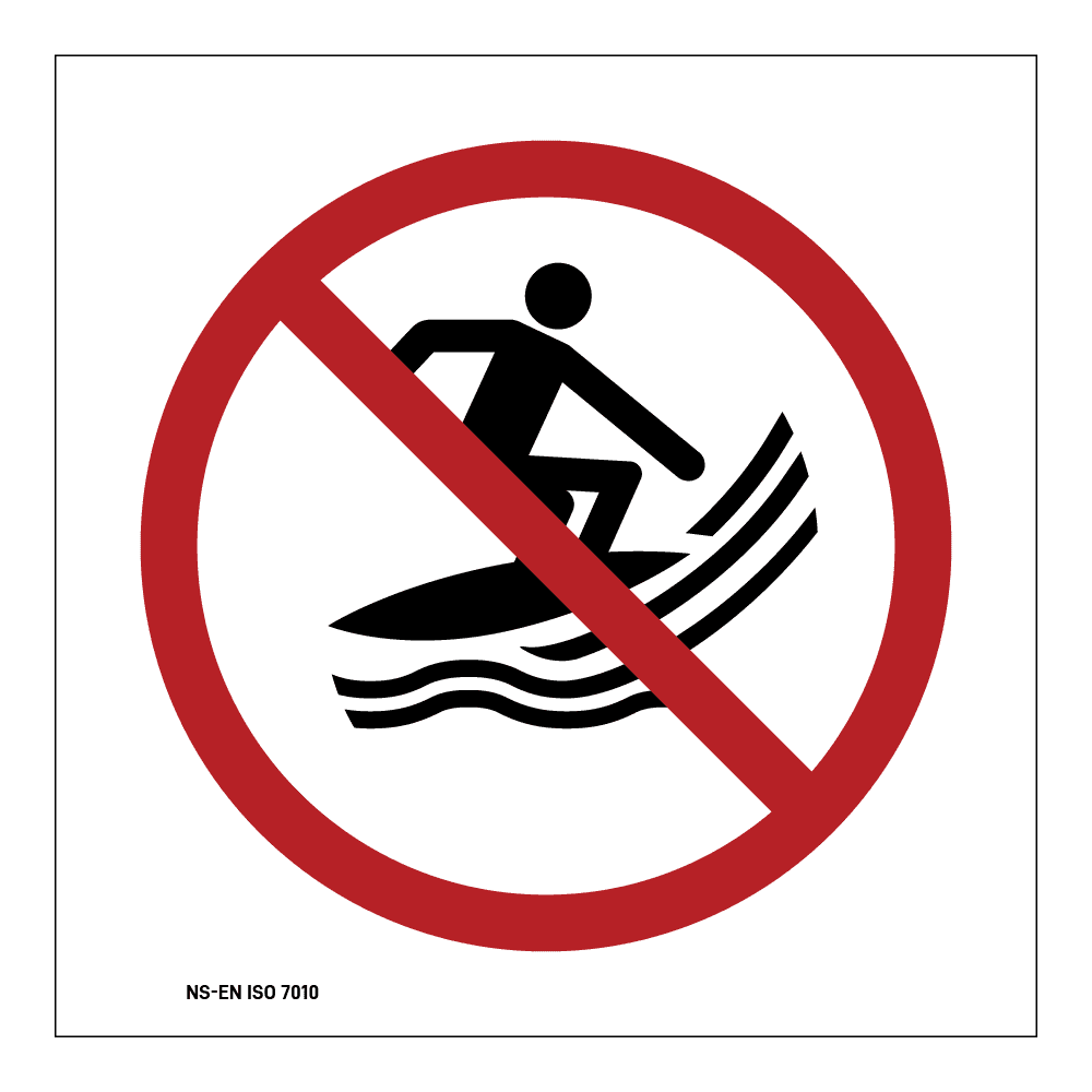 Forbudsskilt: Surfing forbudt