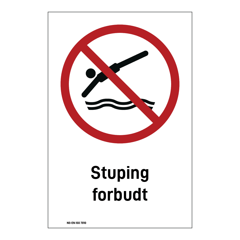 Forbudsskilt: "Stuping forbudt" m/tekst