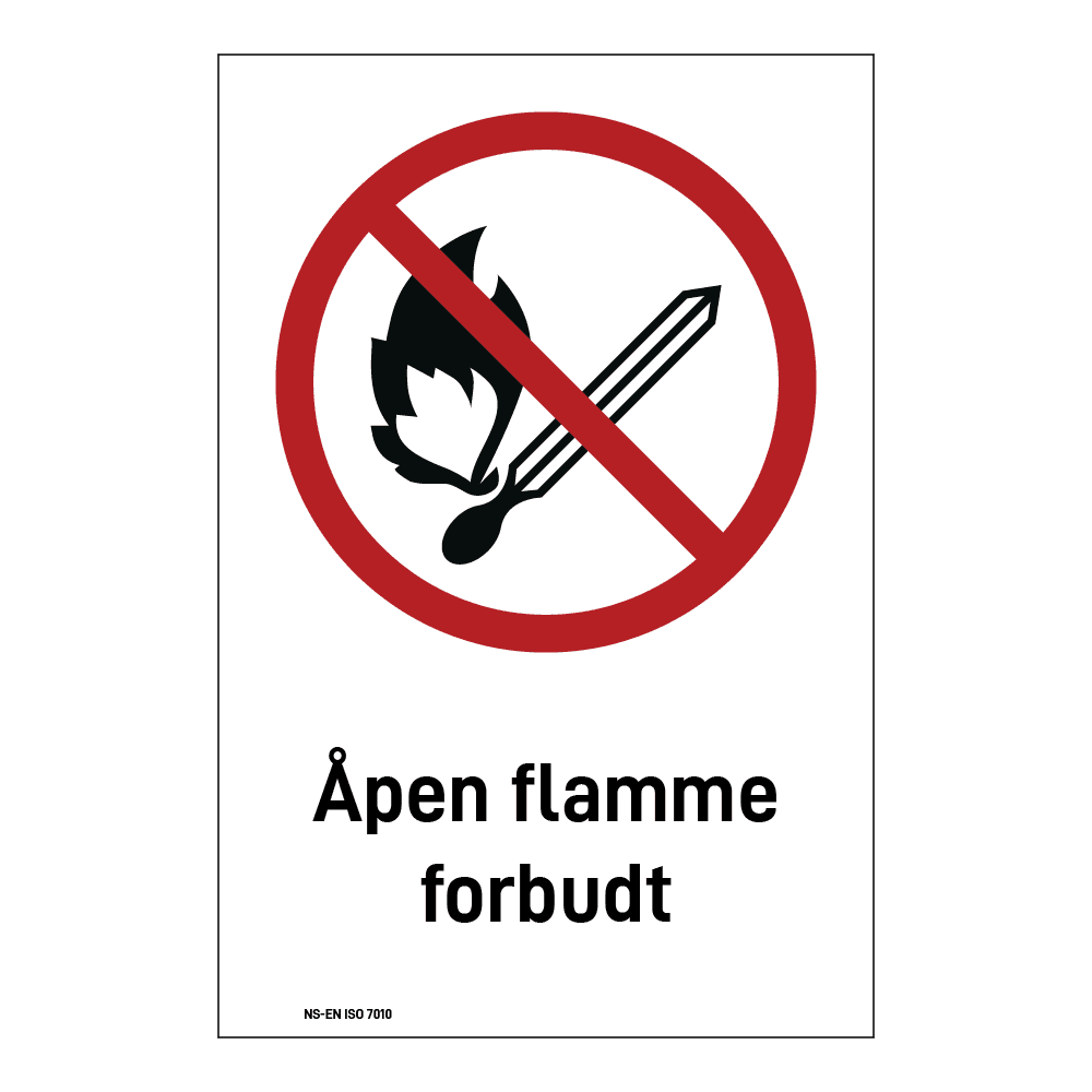 Forbud klistremerke: "Åpen flamme forbudt" m/tekst