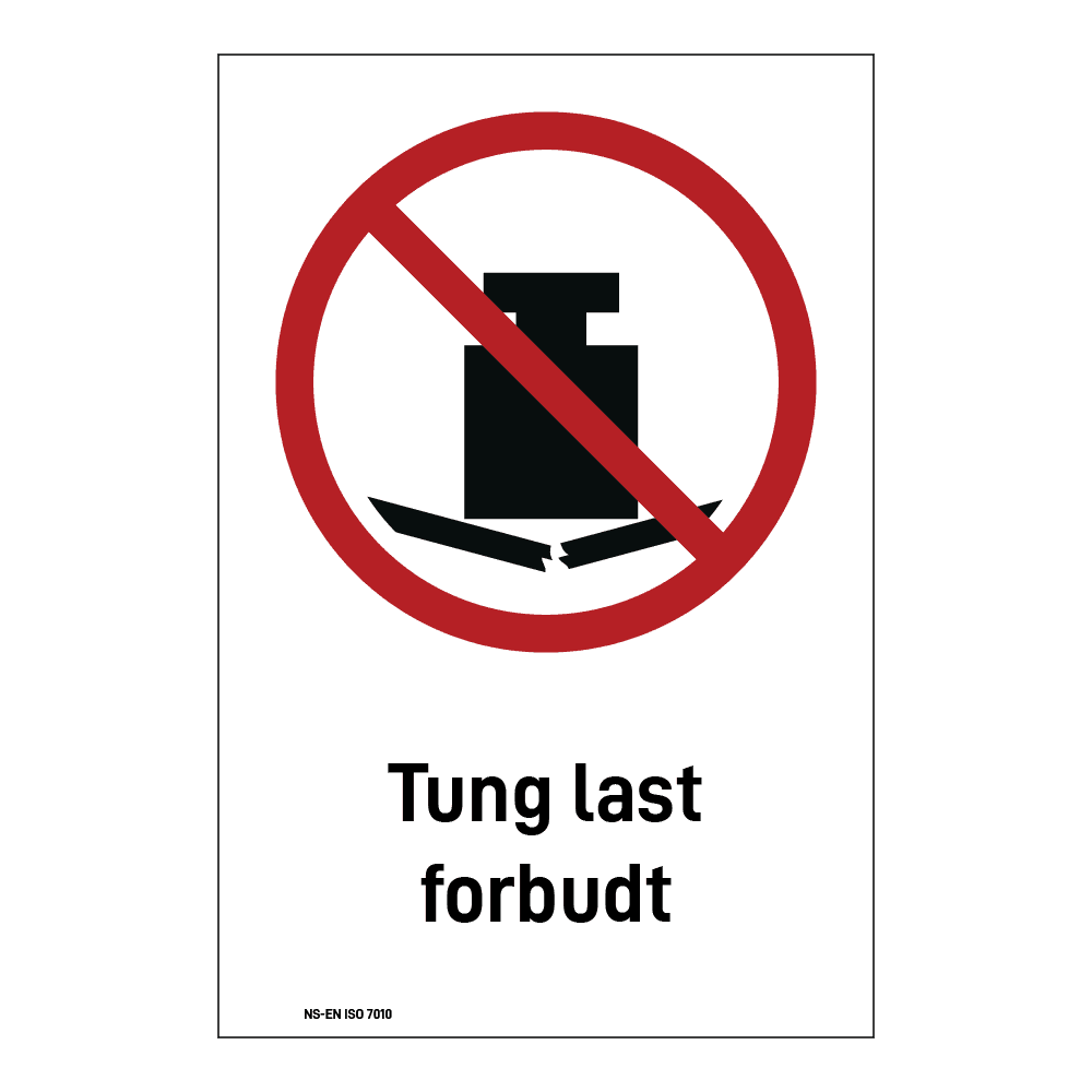 Forbud klistremerke: "Tung last forbudt" m/tekst