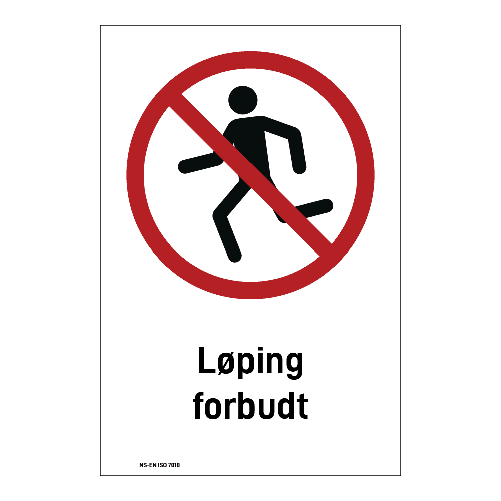 Forbud klistremerke: "Løping forbudt" m/tekst