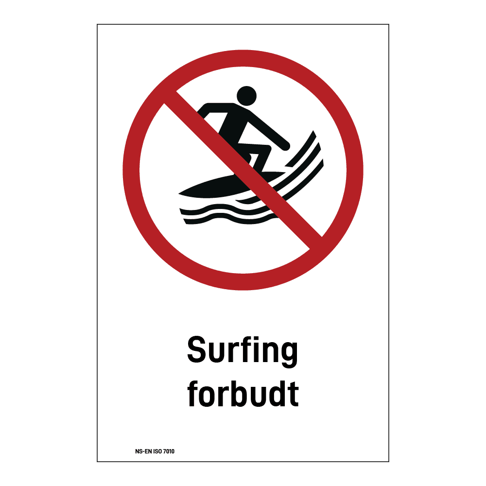 Forbud klistremerke: "Surfing forbudt" m/tekst