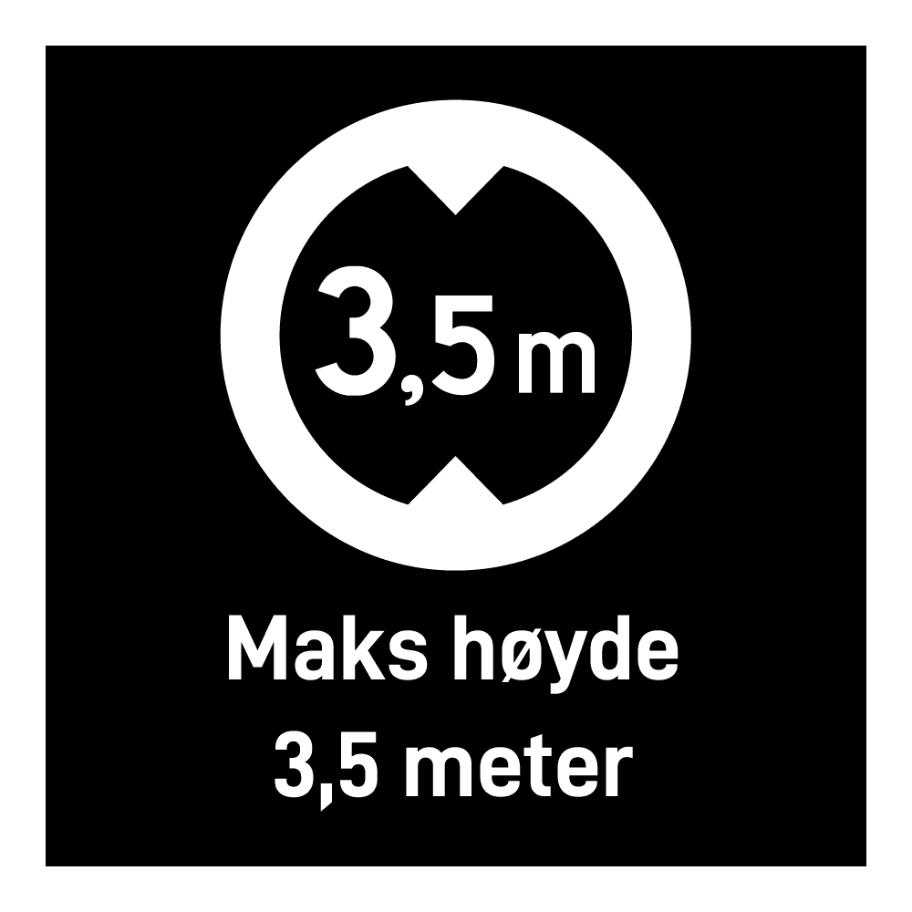 Privatrettslig skilt: "Maks høyde 3,5m" m/tekst