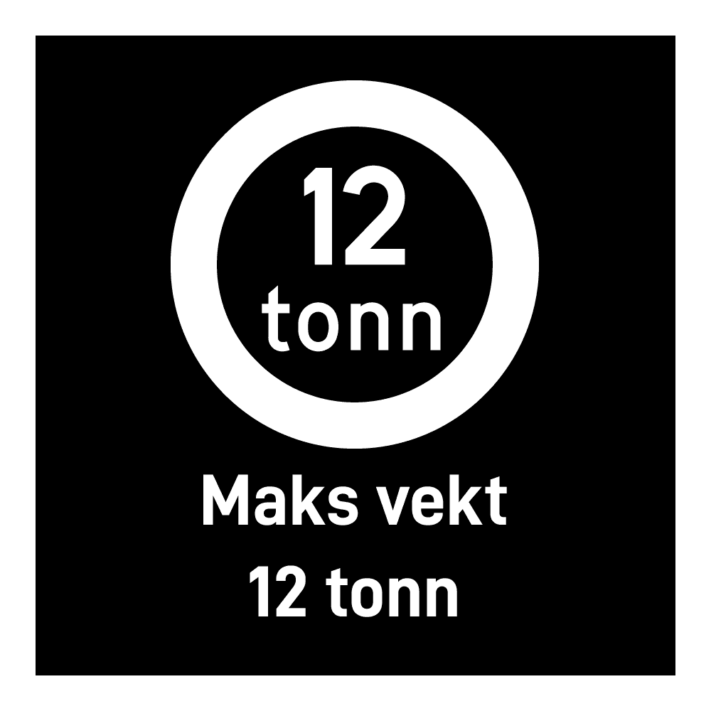 Privatrettslig skilt: "Maks vekt 12t" m/tekst