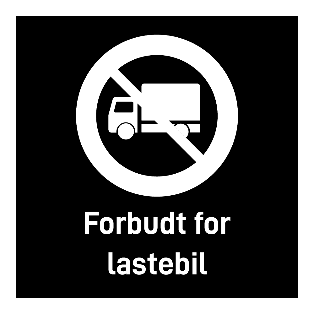 Privatrettslig skilt: "Forbudt for lastebil" m/tekst