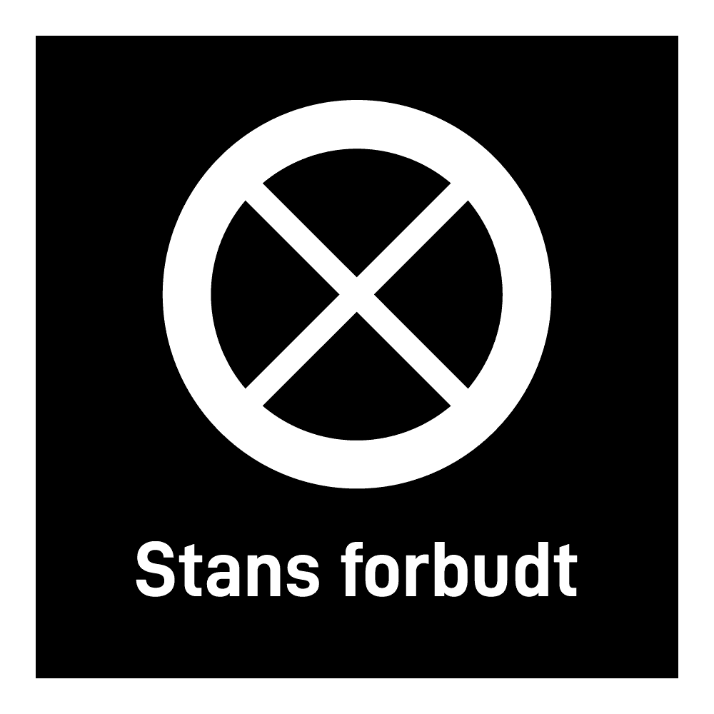 Privatrettslig skilt: "Stans forbudt" m/tekst