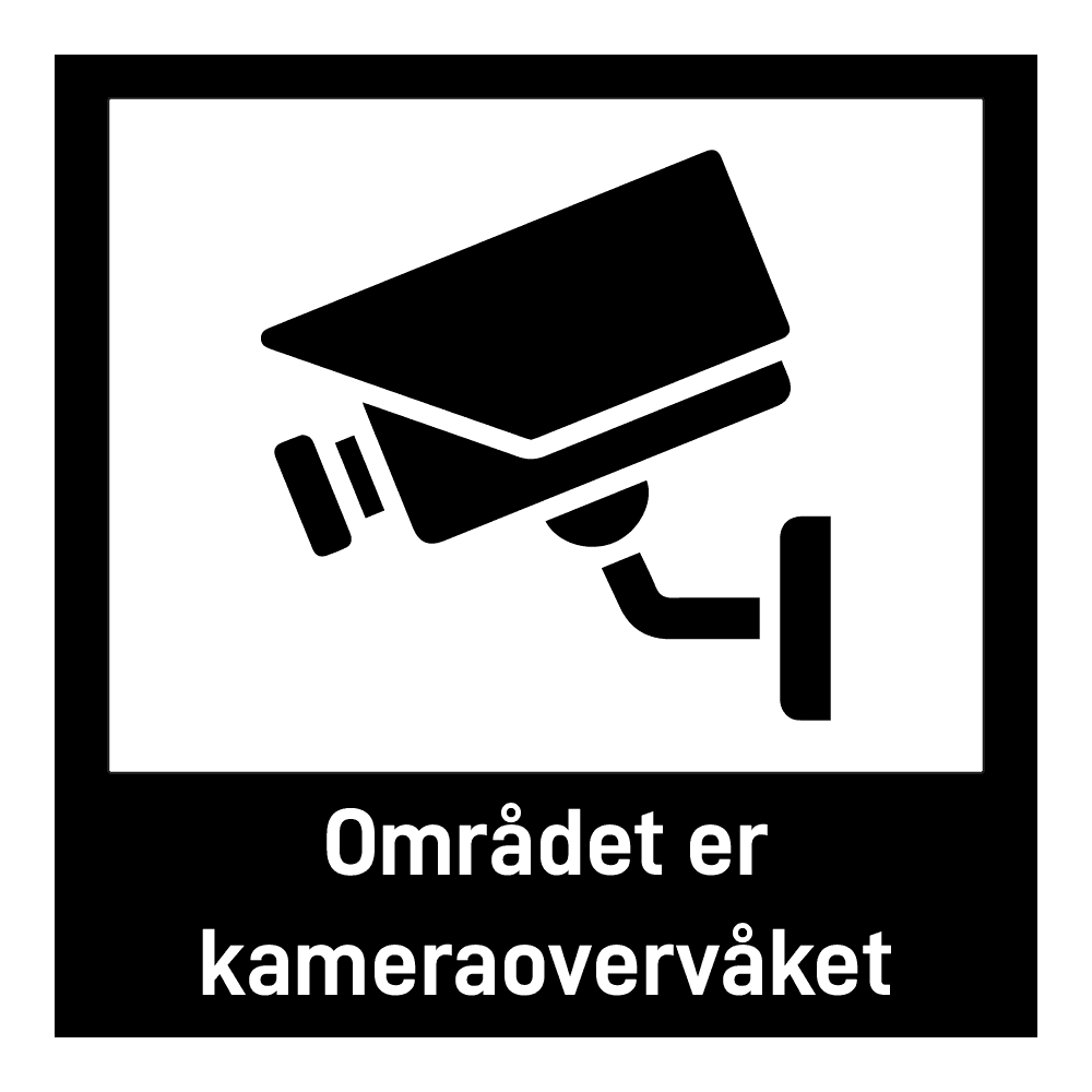 Privatrettslig skilt: "Området er kameraovervåket" m/tekst