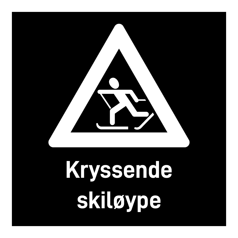 Privatrettslig skilt: "Kryssende skiløype" m/tekst