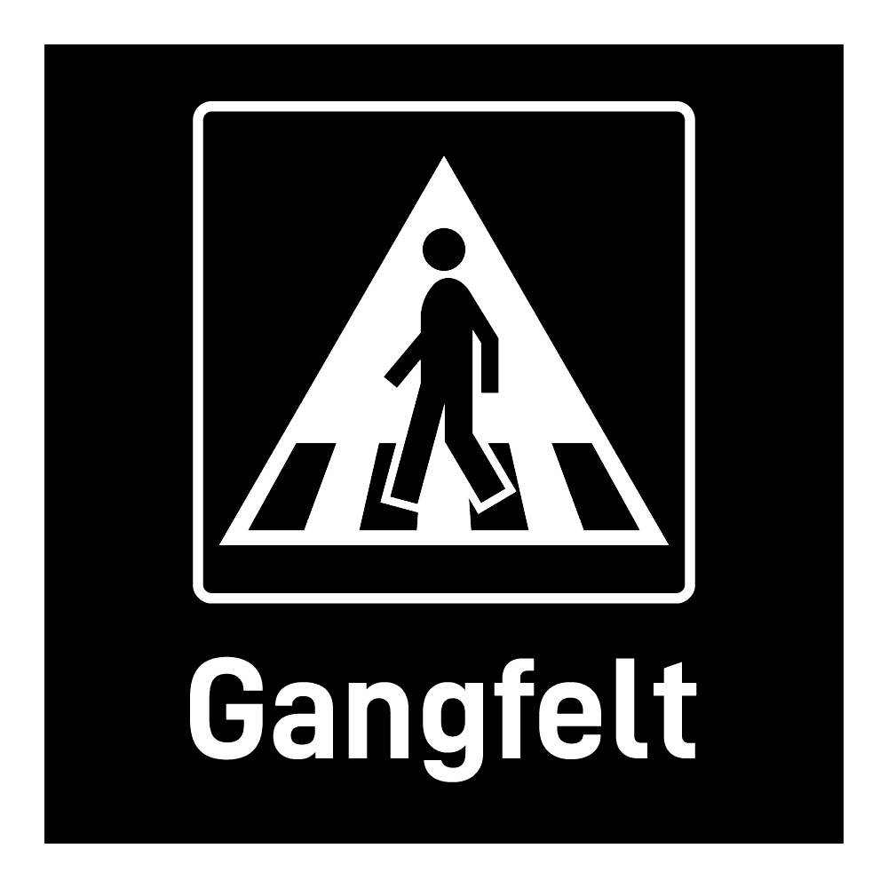 Privatrettslig skilt: "Gangfelt" m/tekst