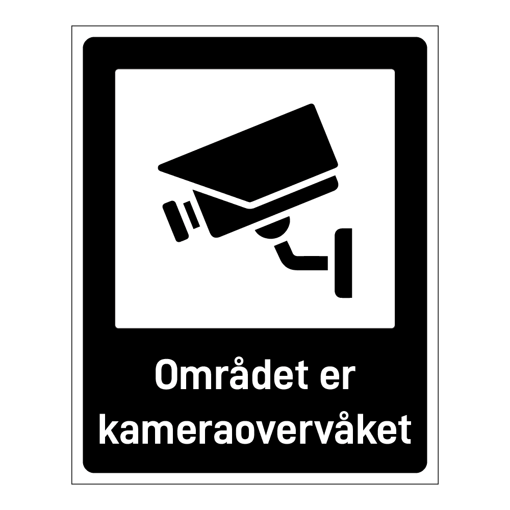 Privatrettslig skilt: "Området er kameraovervåket" m/tekst