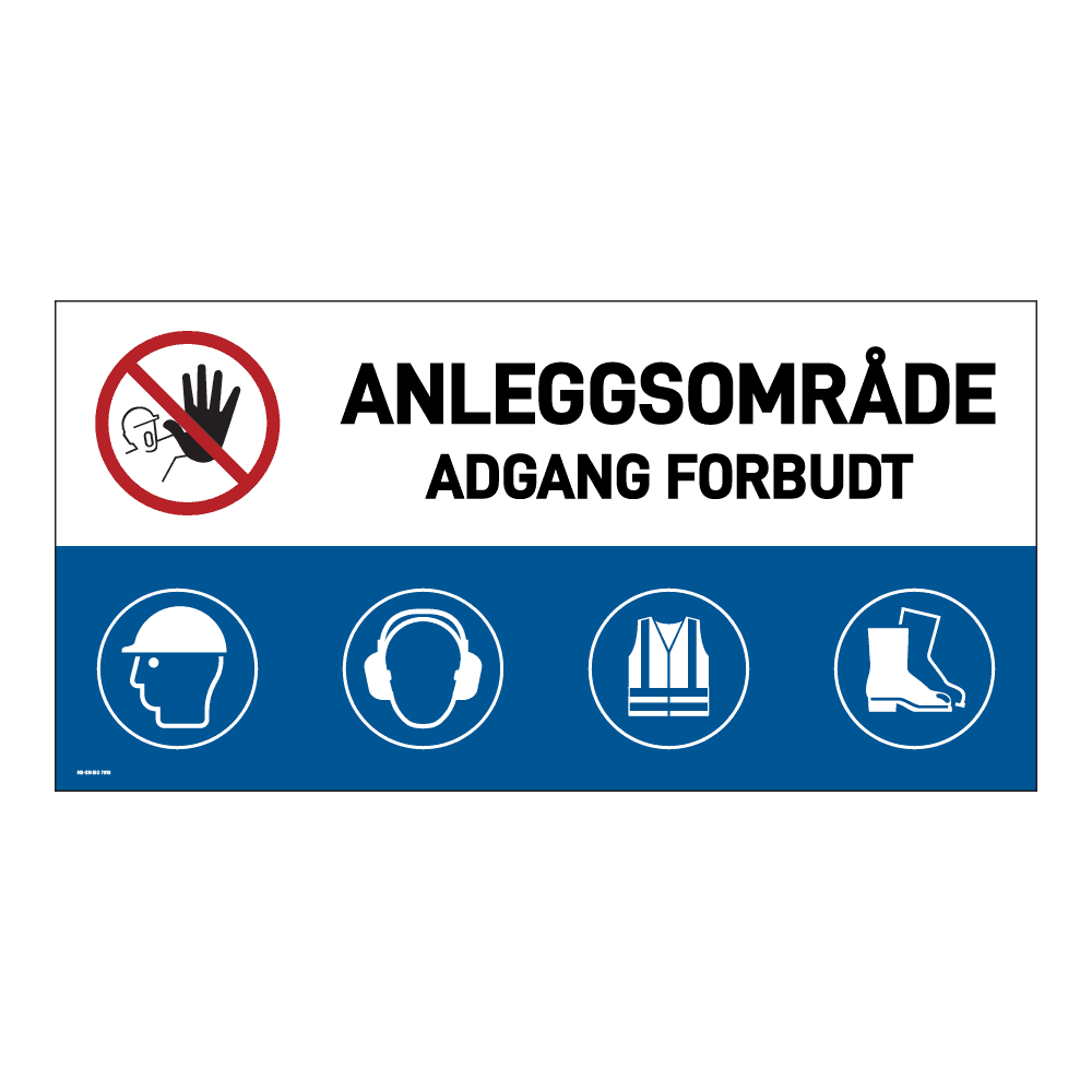 Anleggsområde banner: "Anleggsområde, adgang forbudt"
