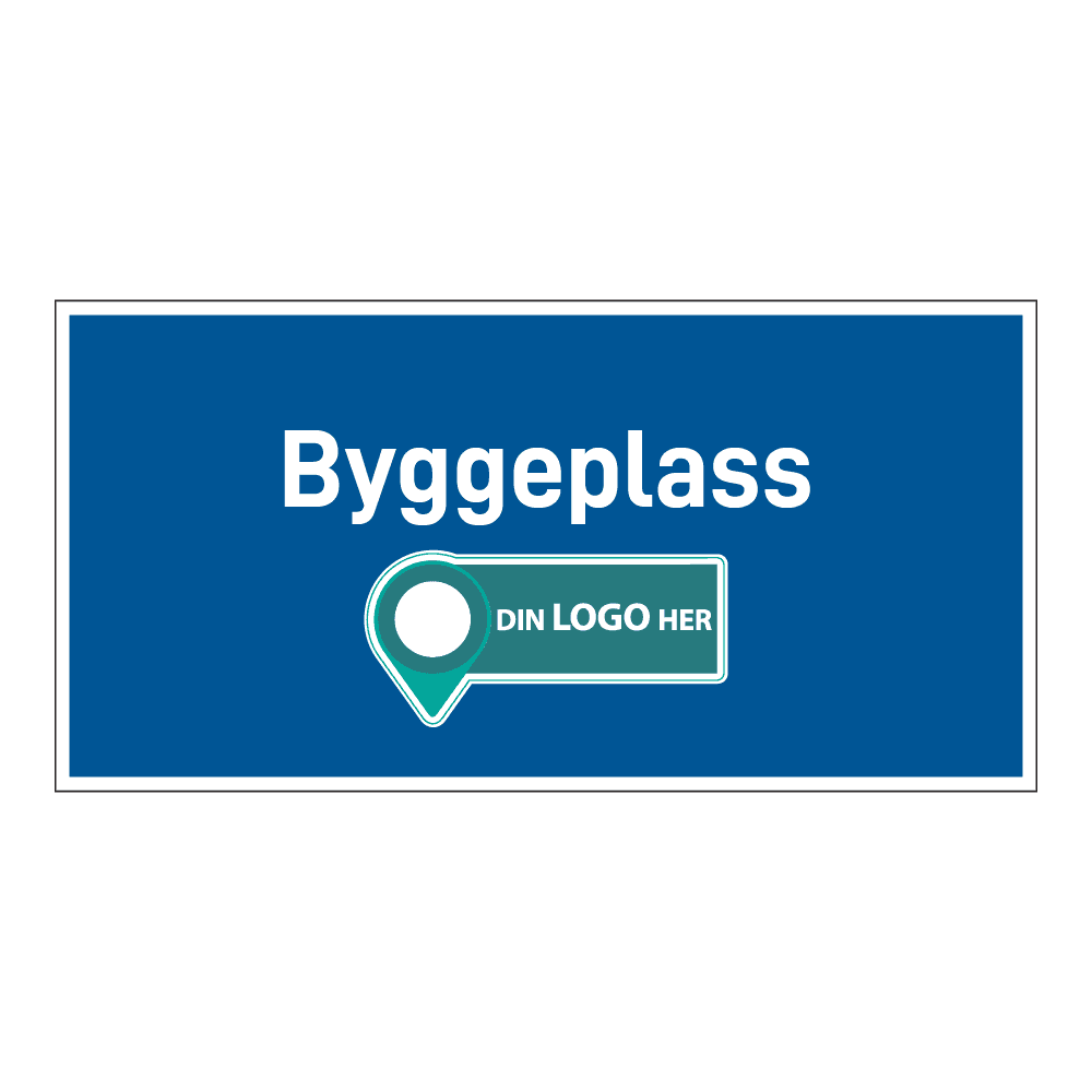 Anleggsområde skilt: "Byggeplass". Med logo