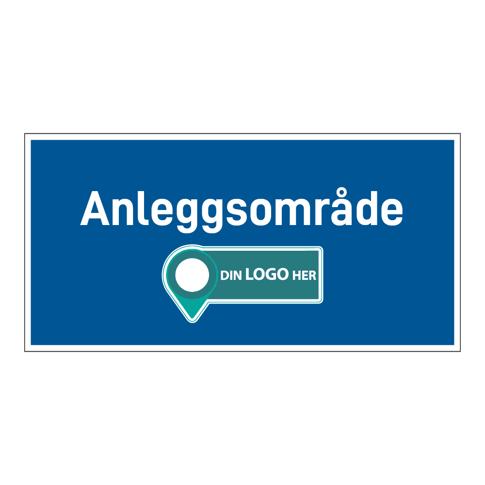 Anleggsområde skilt: "Anleggsområde". Med logo