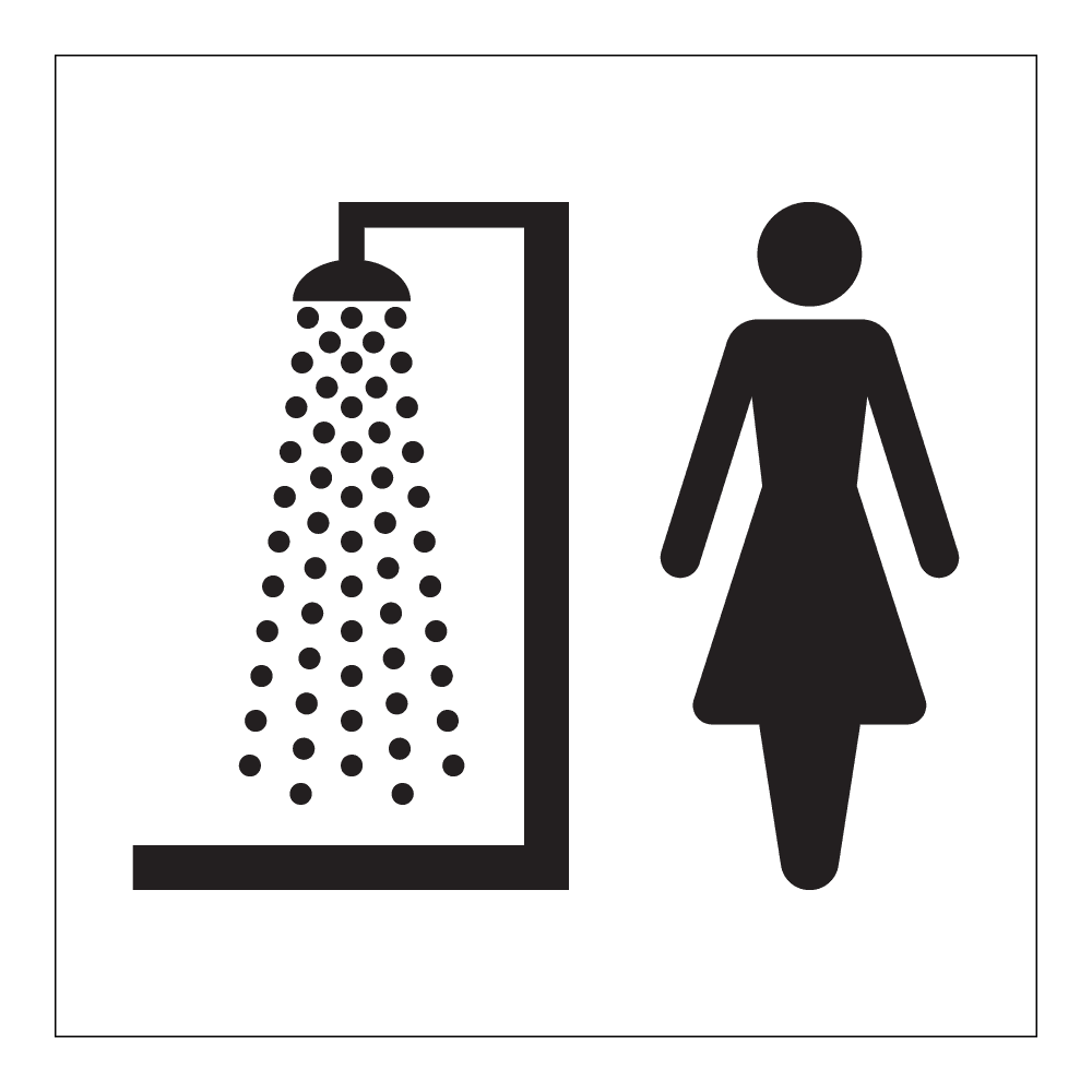 Informasjonsskilt: Dusj dame
