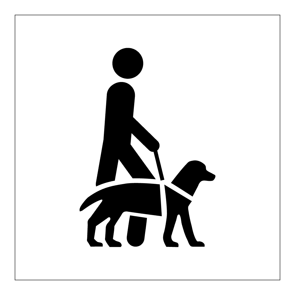 Informasjonsskilt: Førerhund tillatt