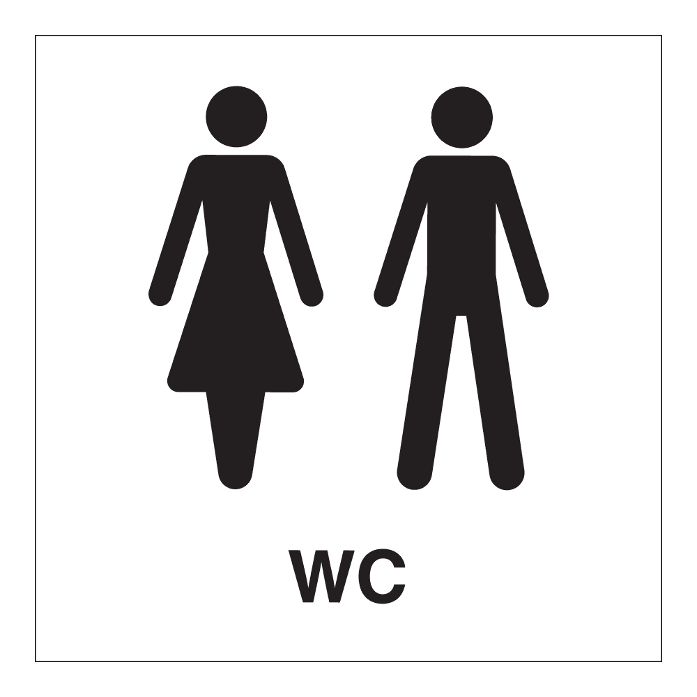 Informasjonsskilt: "WC" m/tekst