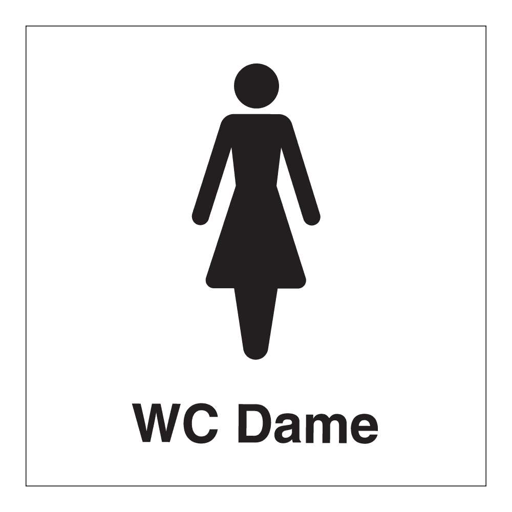 Informasjonsskilt: "WC dame" m/tekst