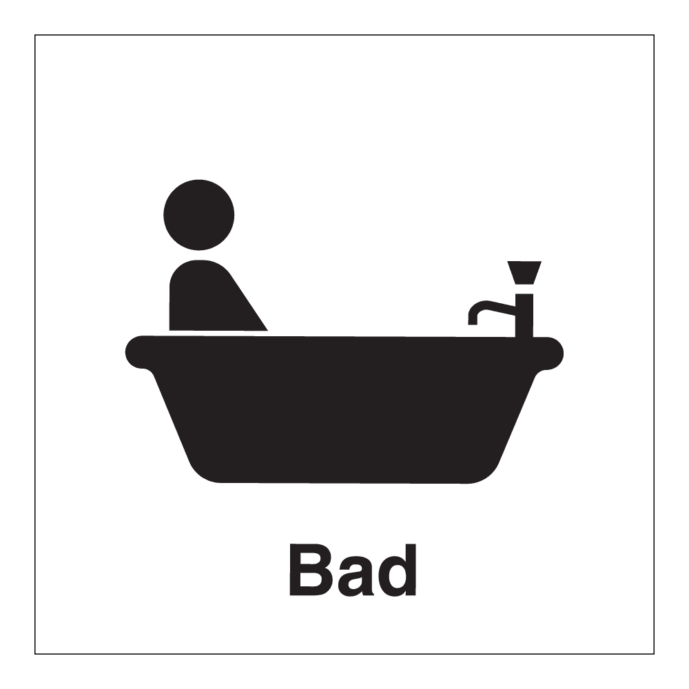 Informasjonsskilt: "Bad" m/tekst