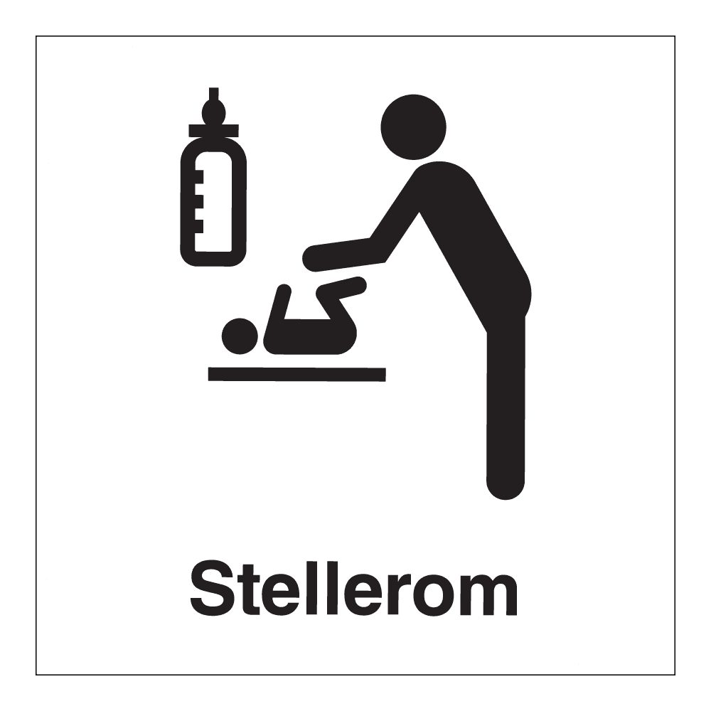 Informasjonsskilt: "Stellerom" m/tekst