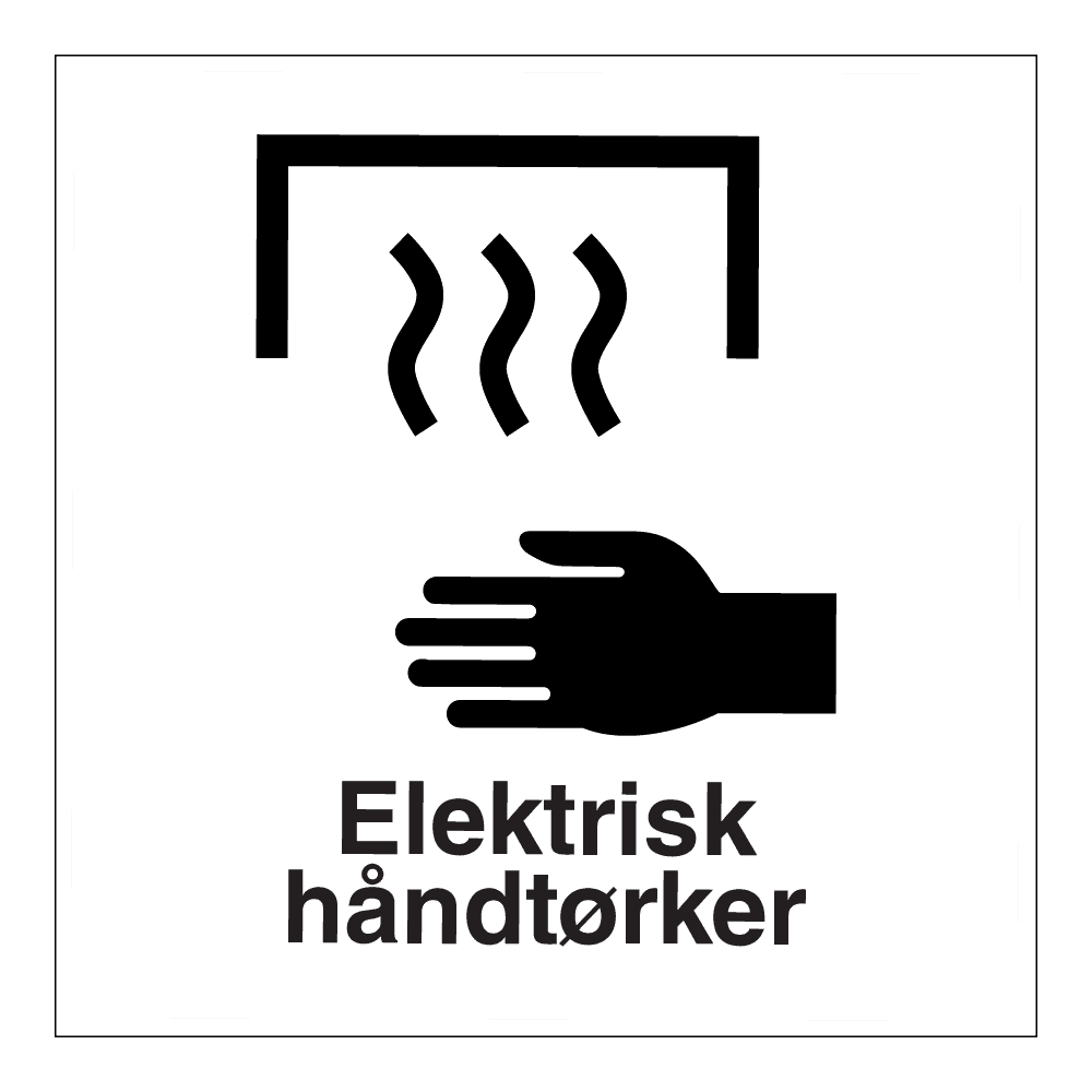 Informasjonsskilt: "Elektrisk håndtørker" m/tekst