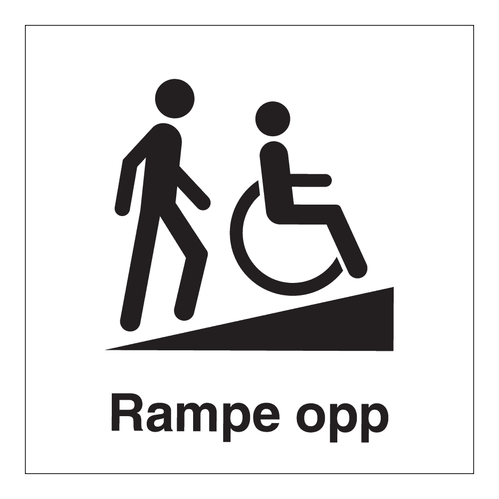 Informasjonsskilt: "Rampe går opp" m/tekst