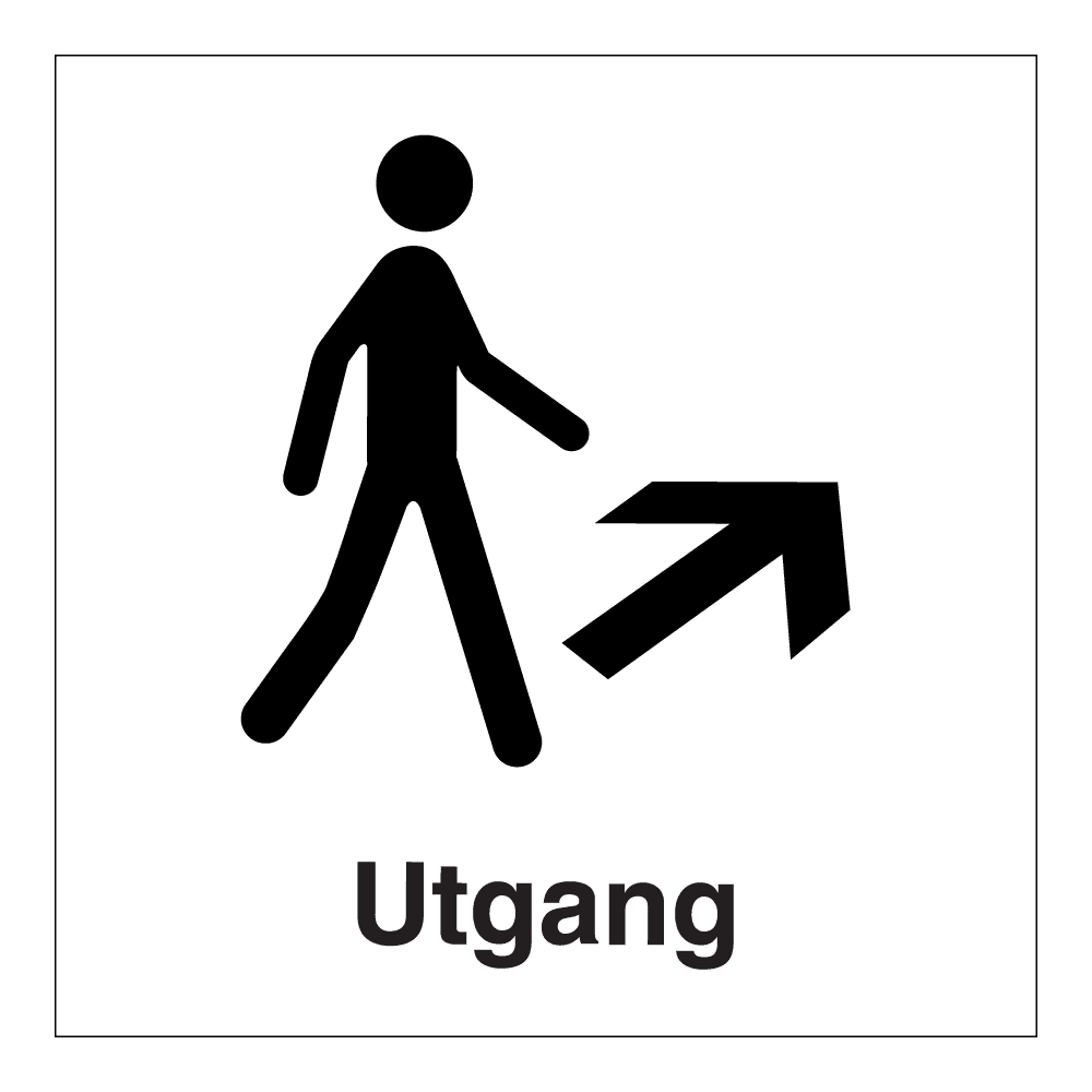 Informasjonsskilt: "Utgang retning" m/tekst