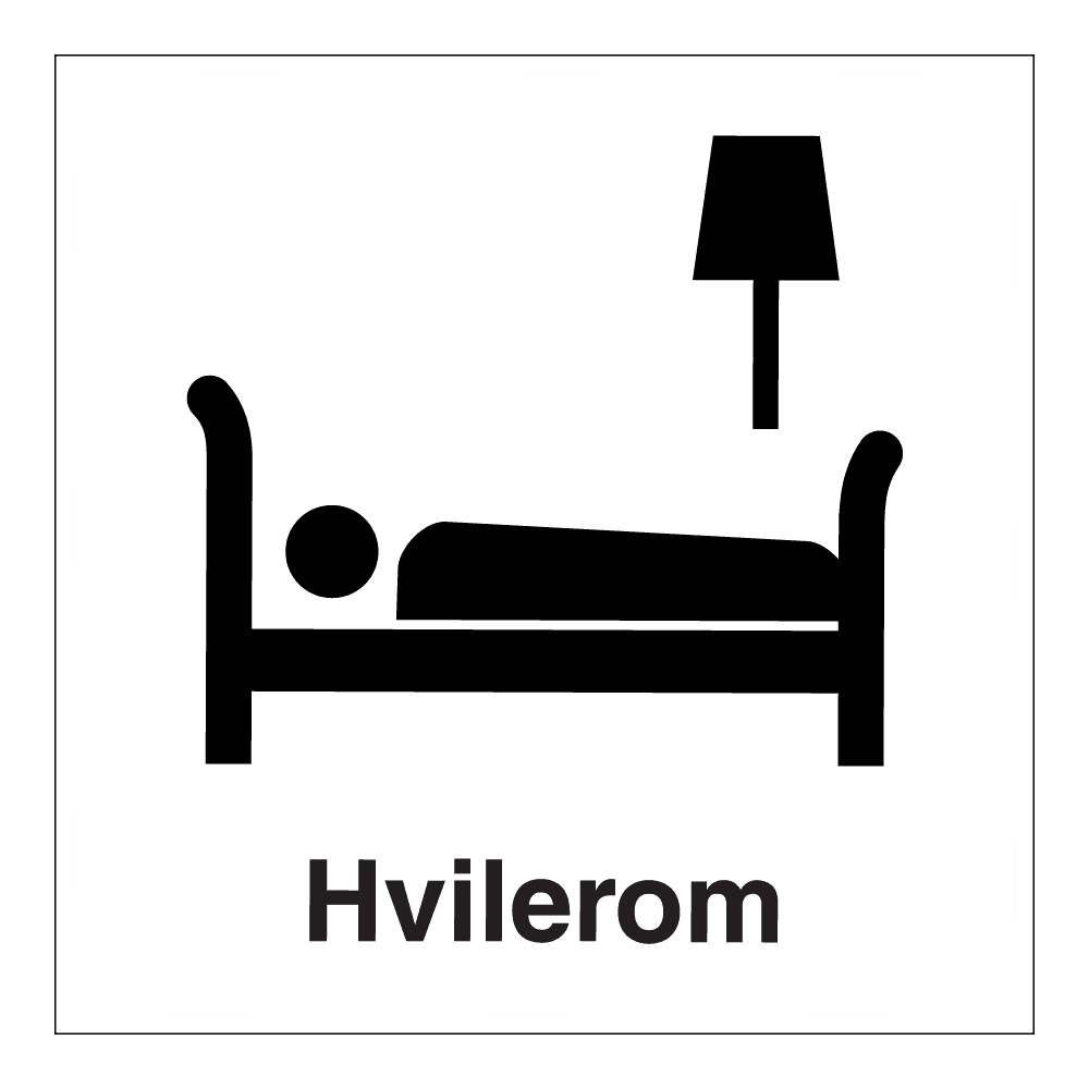 Informasjonsskilt: "Hvilerom" m/tekst