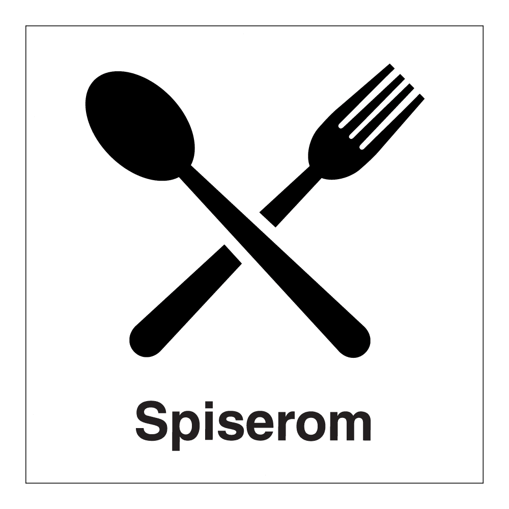 Informasjonsskilt: "Spiserom" m/tekst