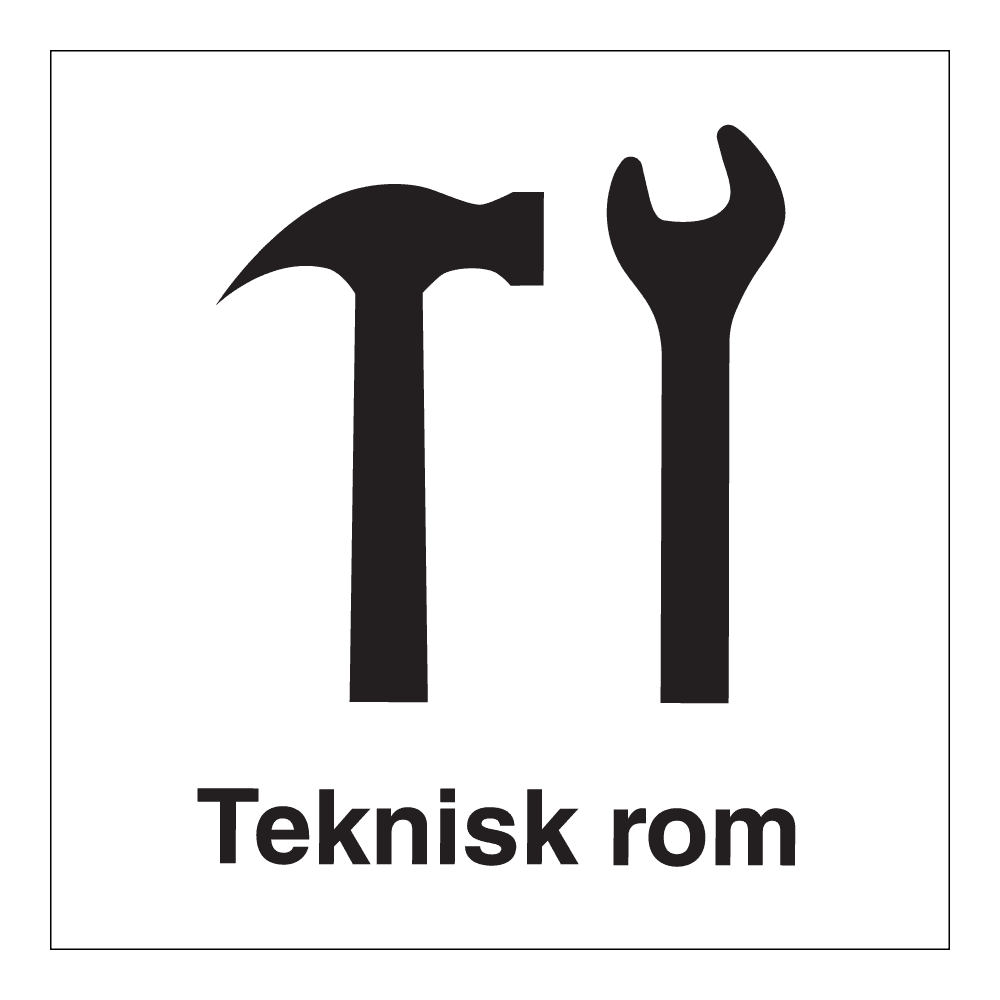 Informasjonsskilt: "Teknisk rom" m/tekst