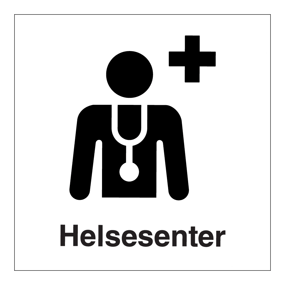 Informasjon klistremerke: "Helsesenter" m/tekst