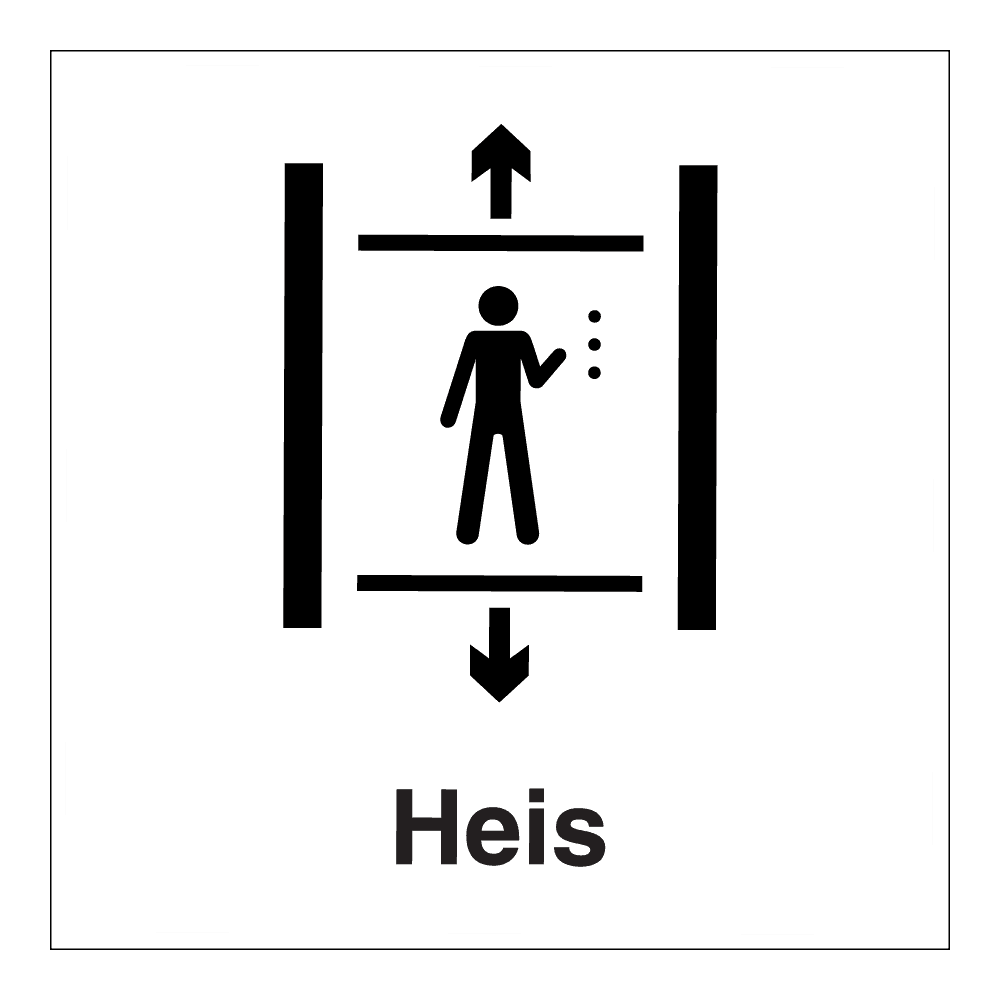 Informasjon klistremerke: "Heis" m/tekst