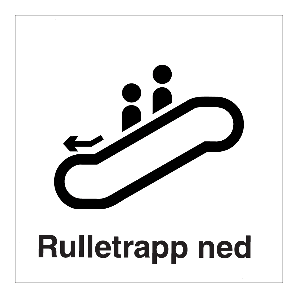 Informasjon klistremerke: "Rulletrapp ned" m/tekst