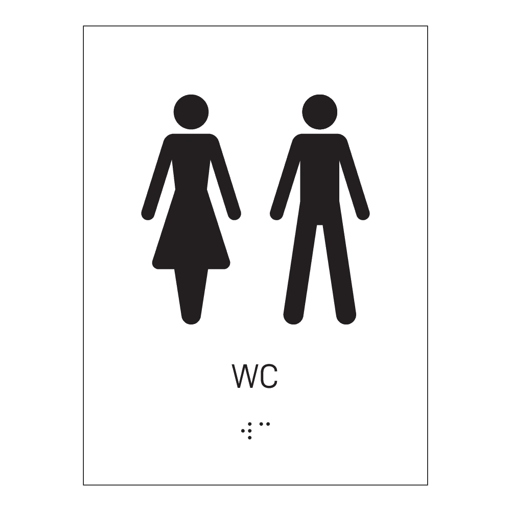 Informasjonsskilt: "WC" m/ taktilt trykk