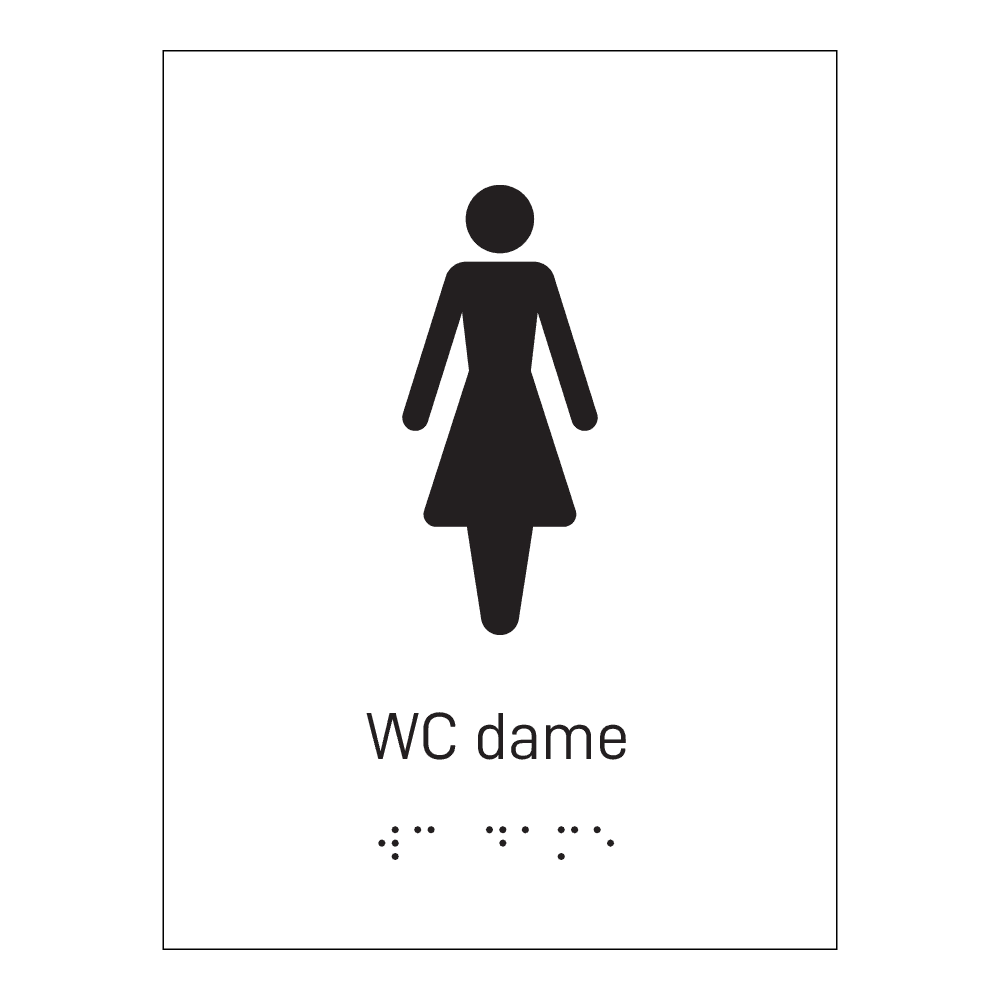 Informasjonsskilt: "WC dame" m/ taktilt trykk