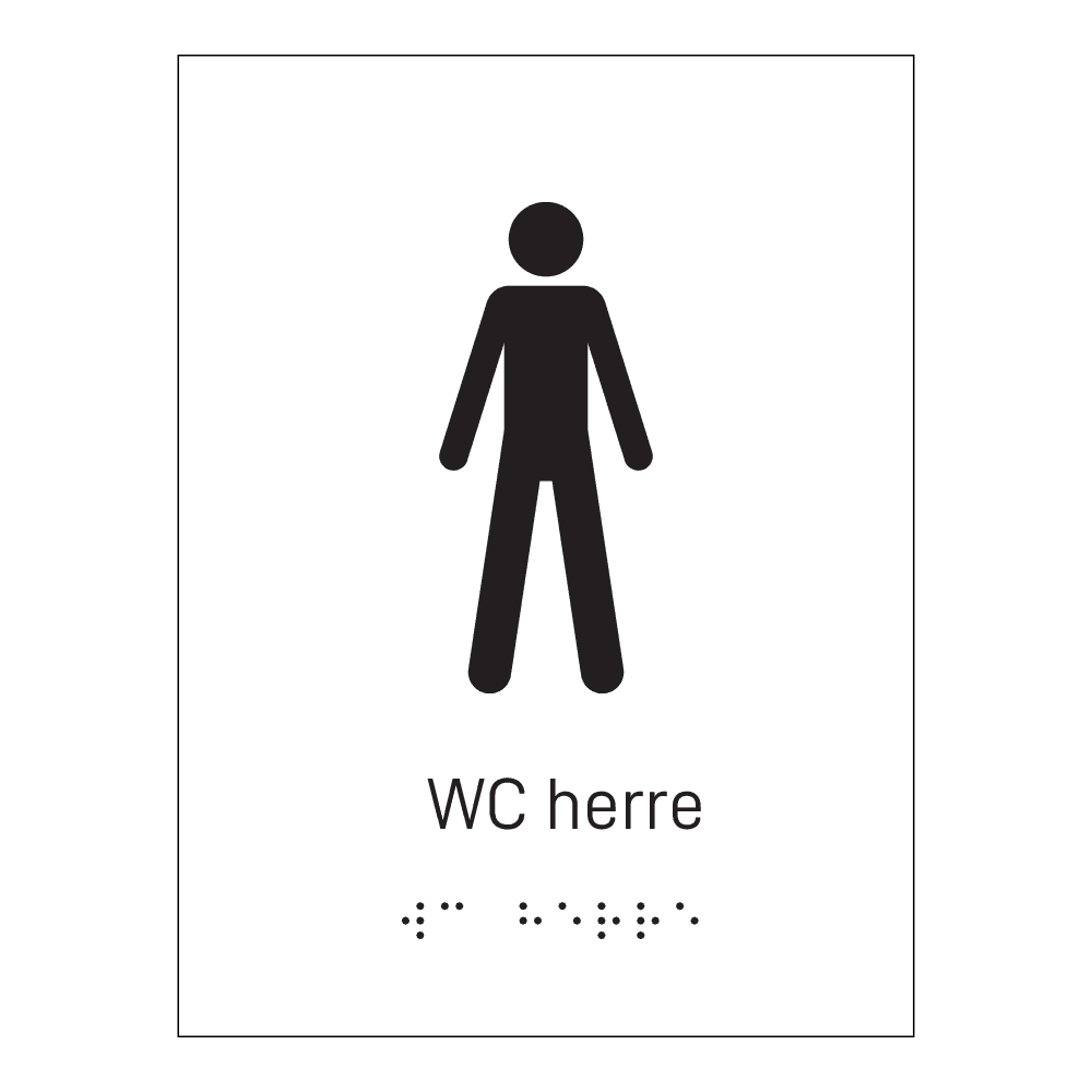 Informasjonsskilt: "WC herre" m/ taktilt trykk