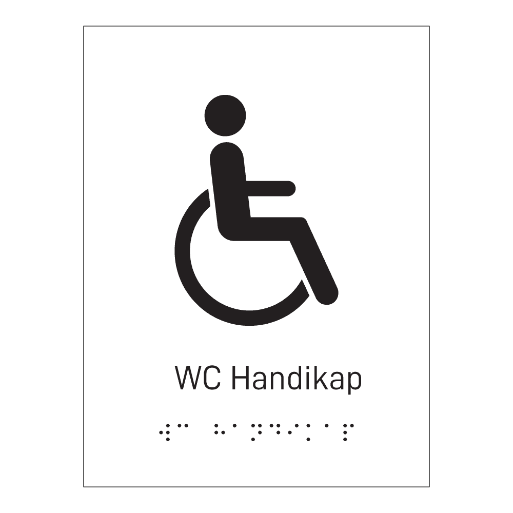 Informasjonsskilt: "WC handikap" m/ taktilt trykk