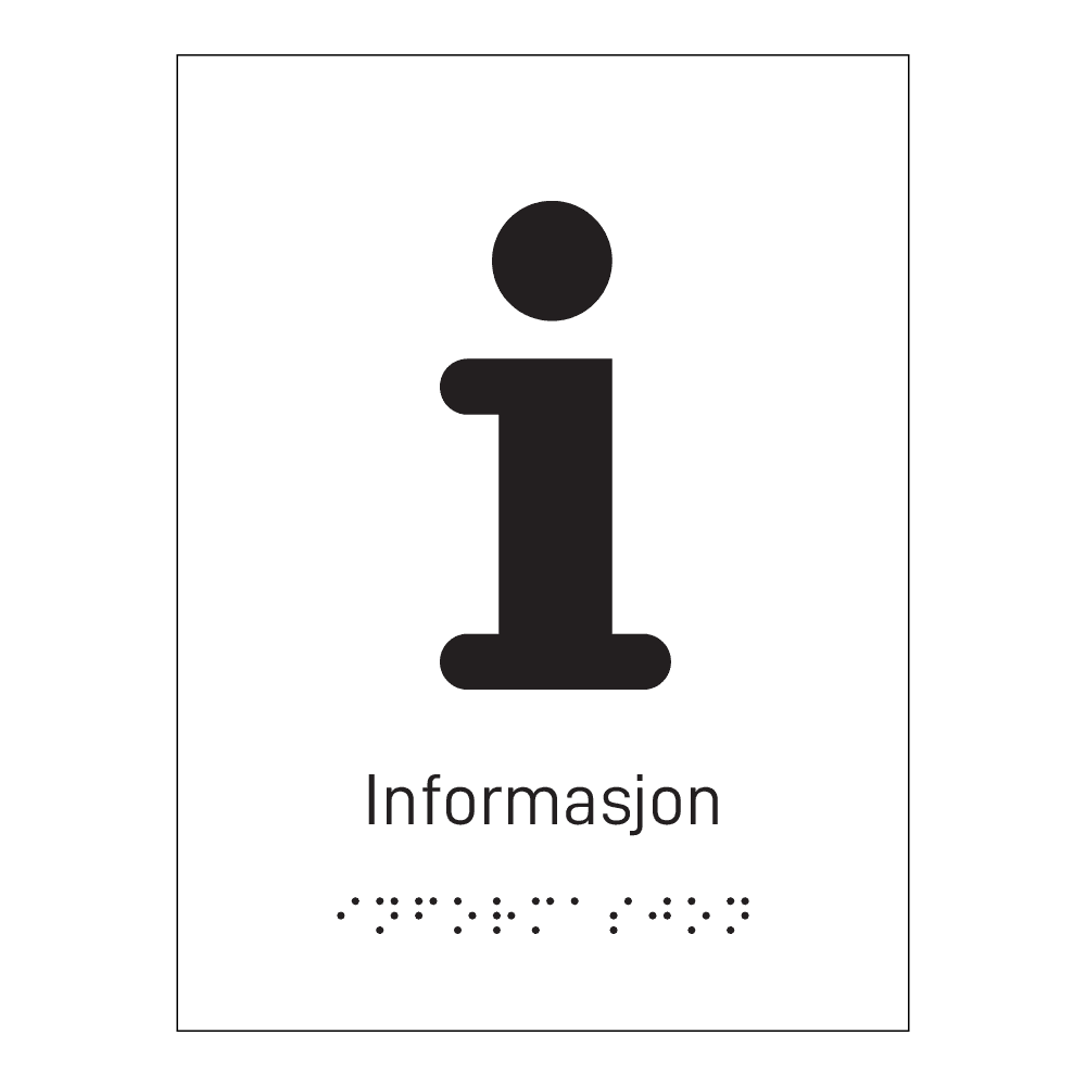 Informasjonsskilt: "Informasjon" m/ taktilt trykk
