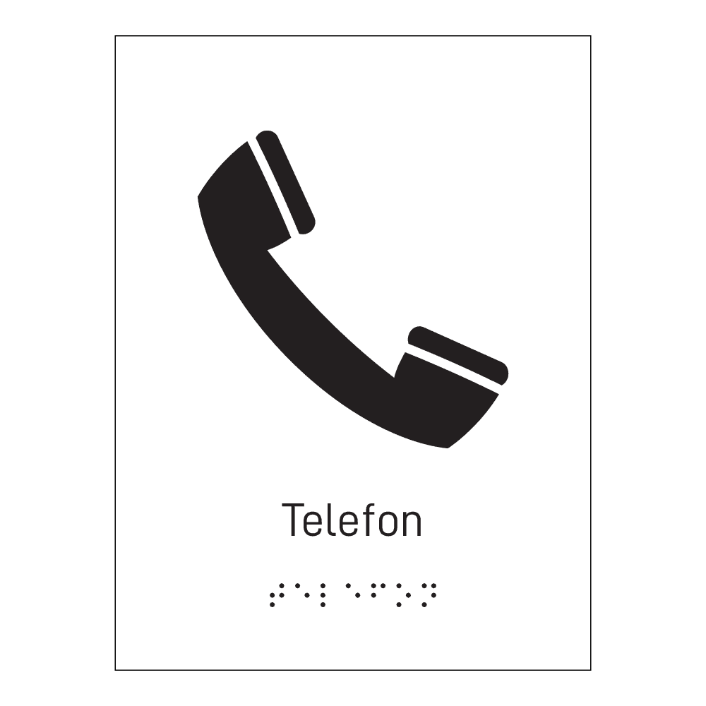Informasjonsskilt: "Telefon" m/ taktilt trykk