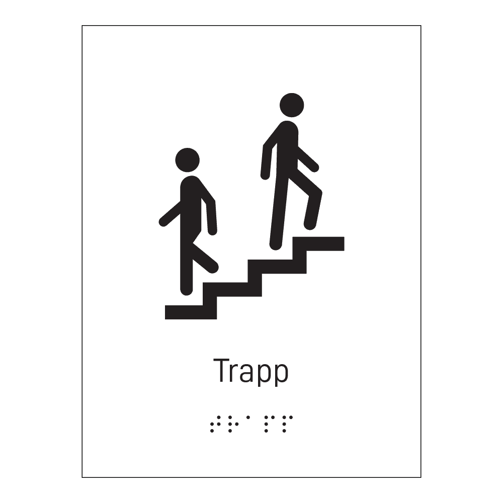 Informasjonsskilt: "Trapp 1" m/ taktilt trykk