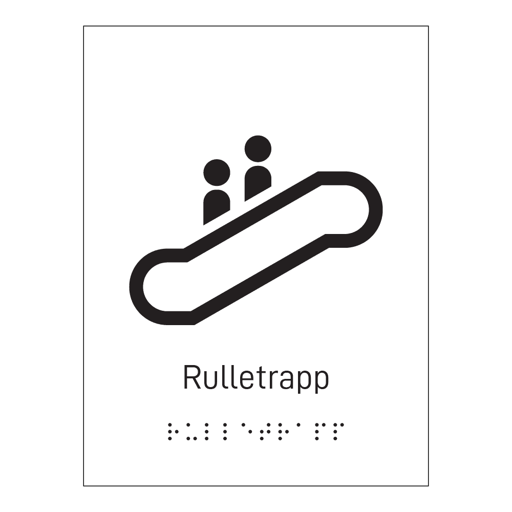 Informasjonsskilt: "Rulletrapp" m/ taktilt trykk