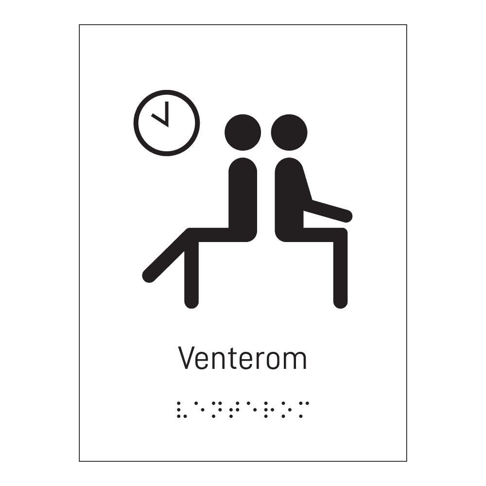 Informasjonsskilt: "Venterom" m/ taktilt trykk