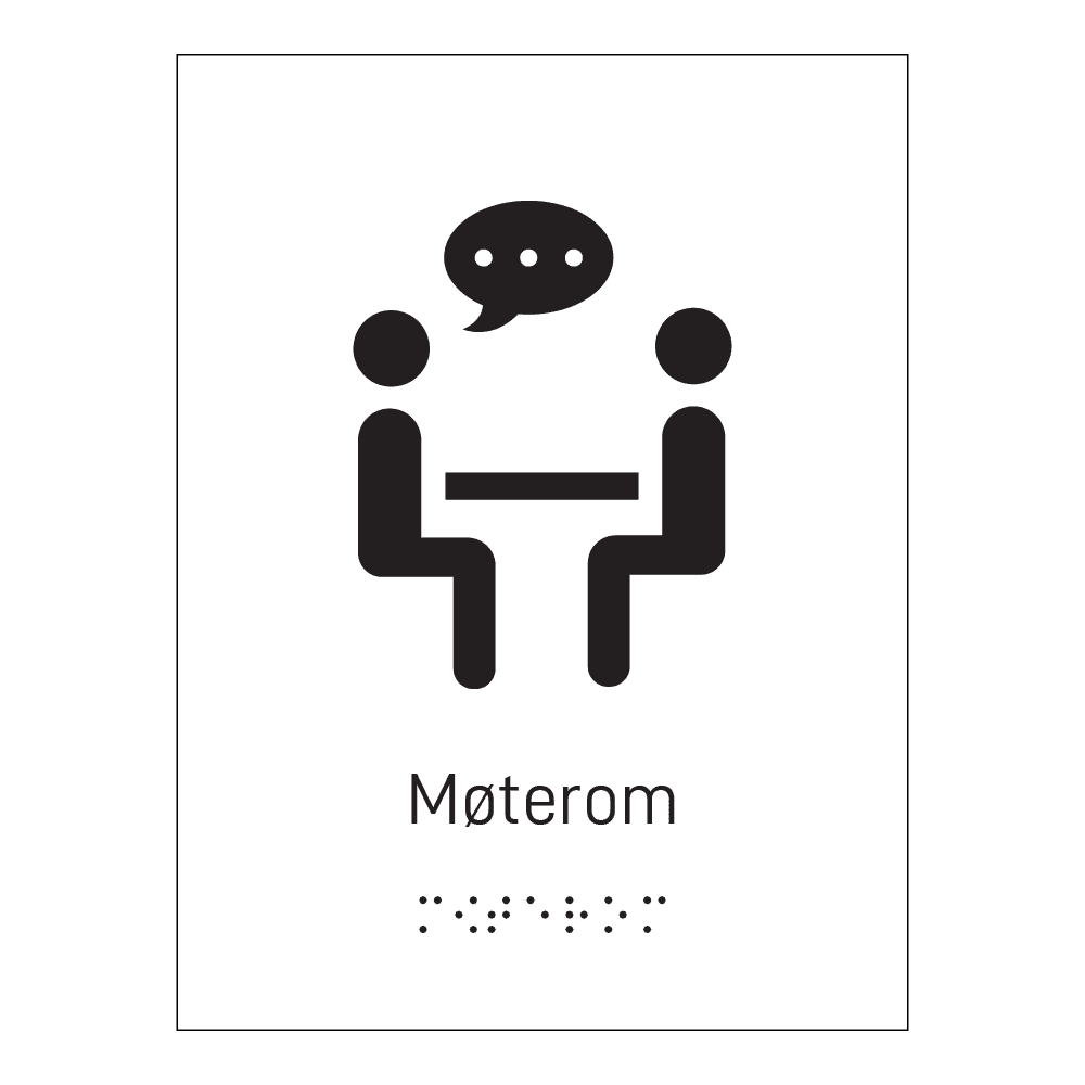 Informasjonsskilt: "Møterom" m/ taktilt trykk