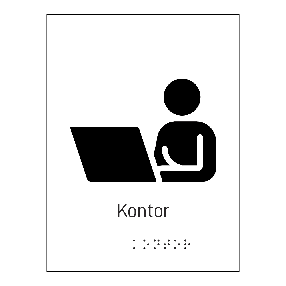 Informasjonsskilt: "Kontor" m/ taktilt trykk