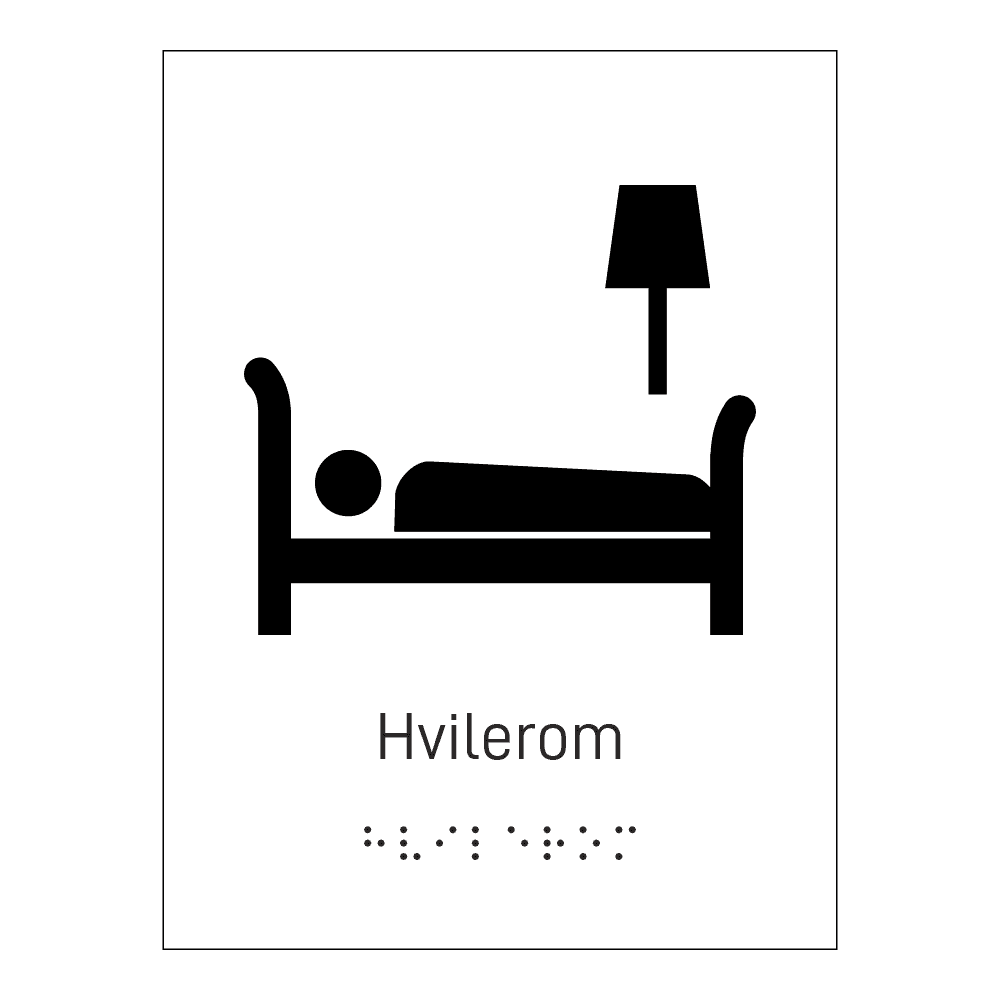 Informasjonsskilt: "Hvilerom" m/ taktilt trykk