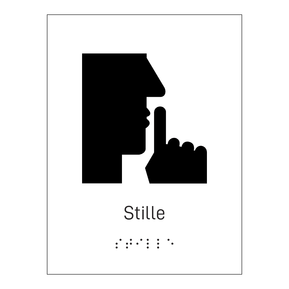 Informasjonsskilt: "Stille" m/ taktilt trykk