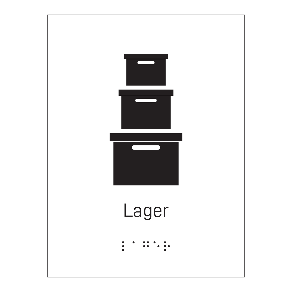 Informasjonsskilt: "Lager" m/ taktilt trykk