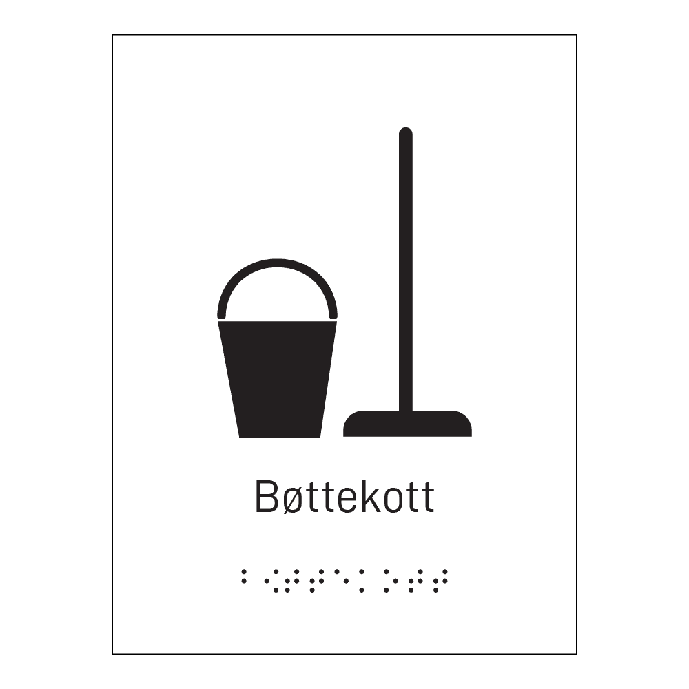 Informasjonsskilt: "Bøttekott" m/ taktilt trykk