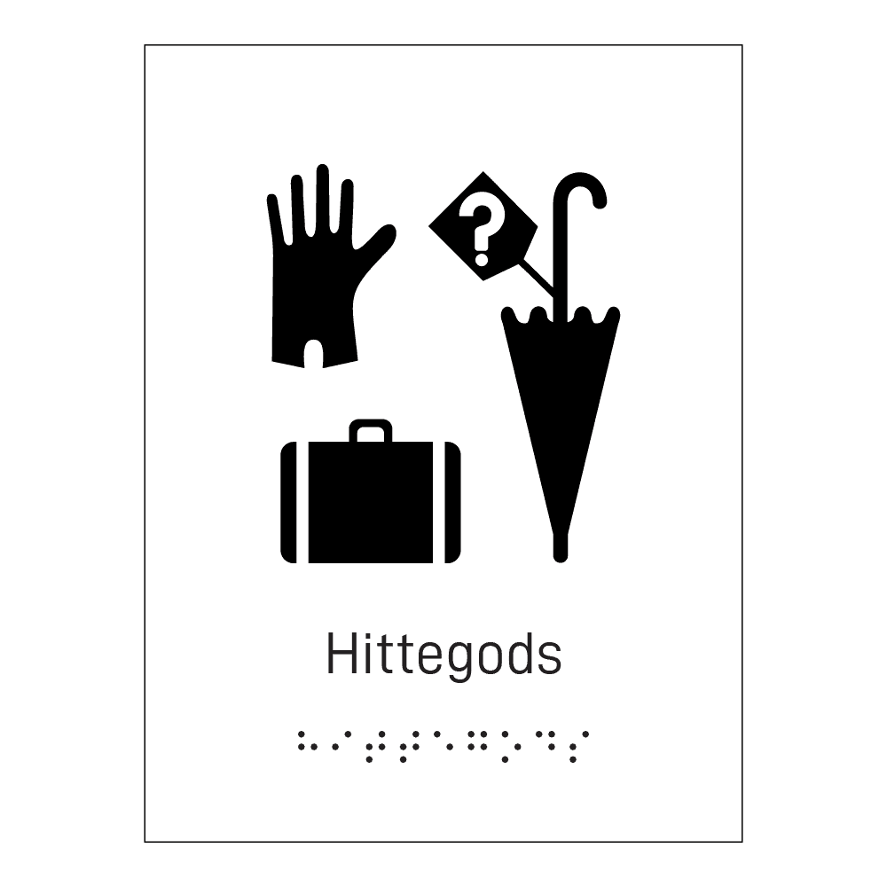 Informasjonsskilt: "Hittegods" m/ taktilt trykk