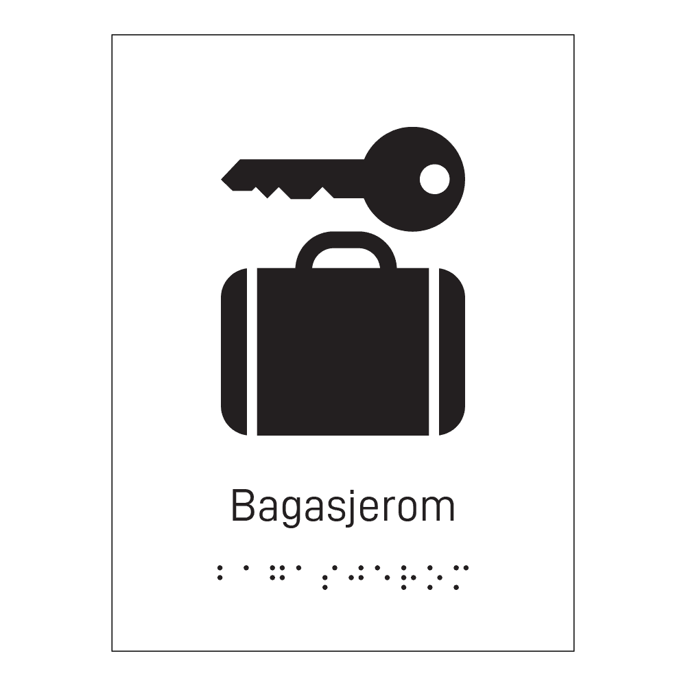 Informasjonsskilt: "Bagasjerom" m/ taktilt trykk